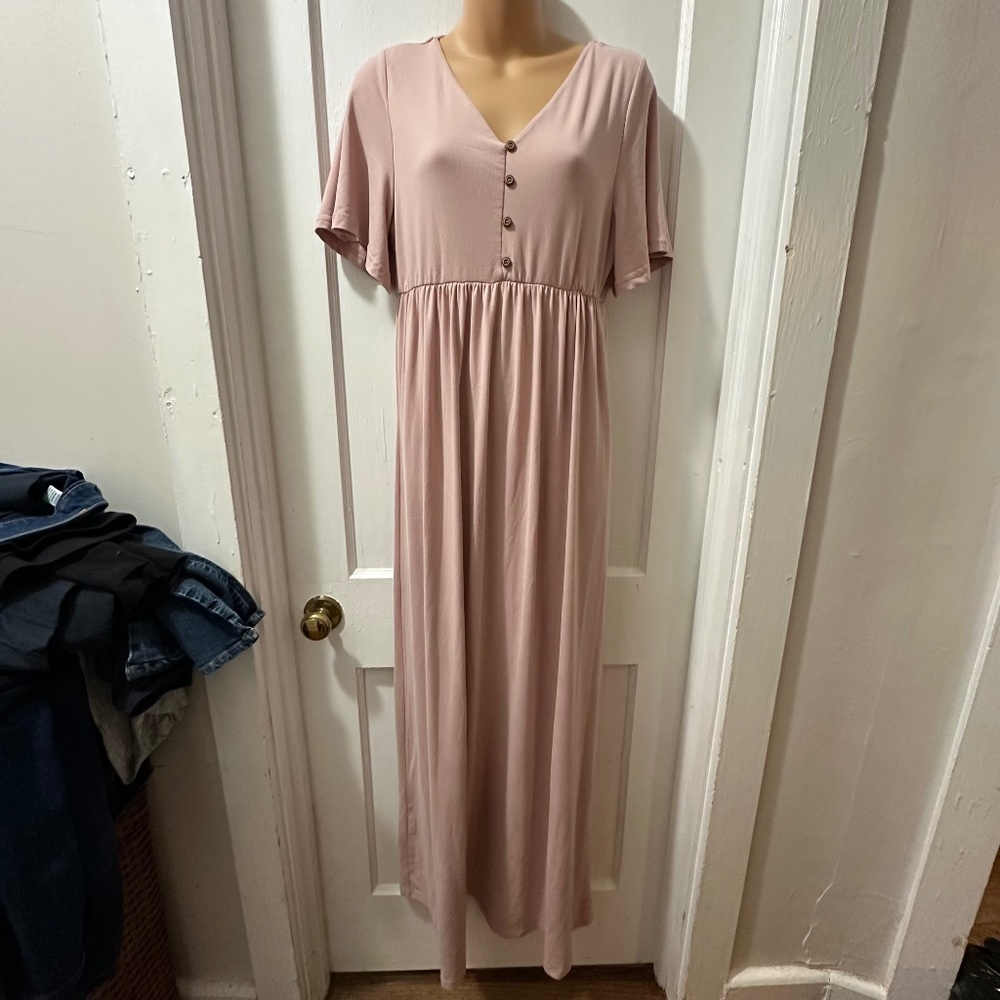 Unbranded Pink Short Sleeve Maxi Dress in M